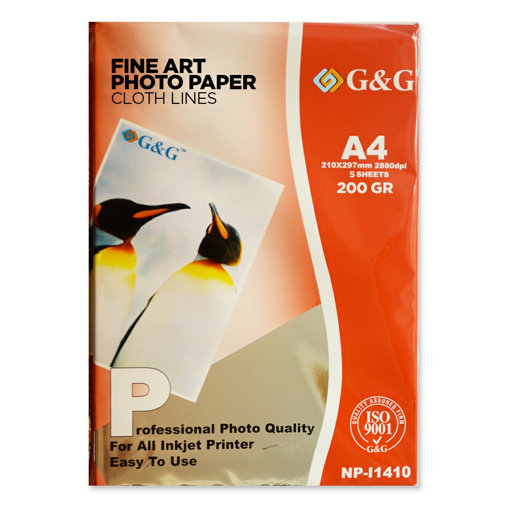 G&g A4 200 Grs Glossy Texturado Tela X 5 Hojas