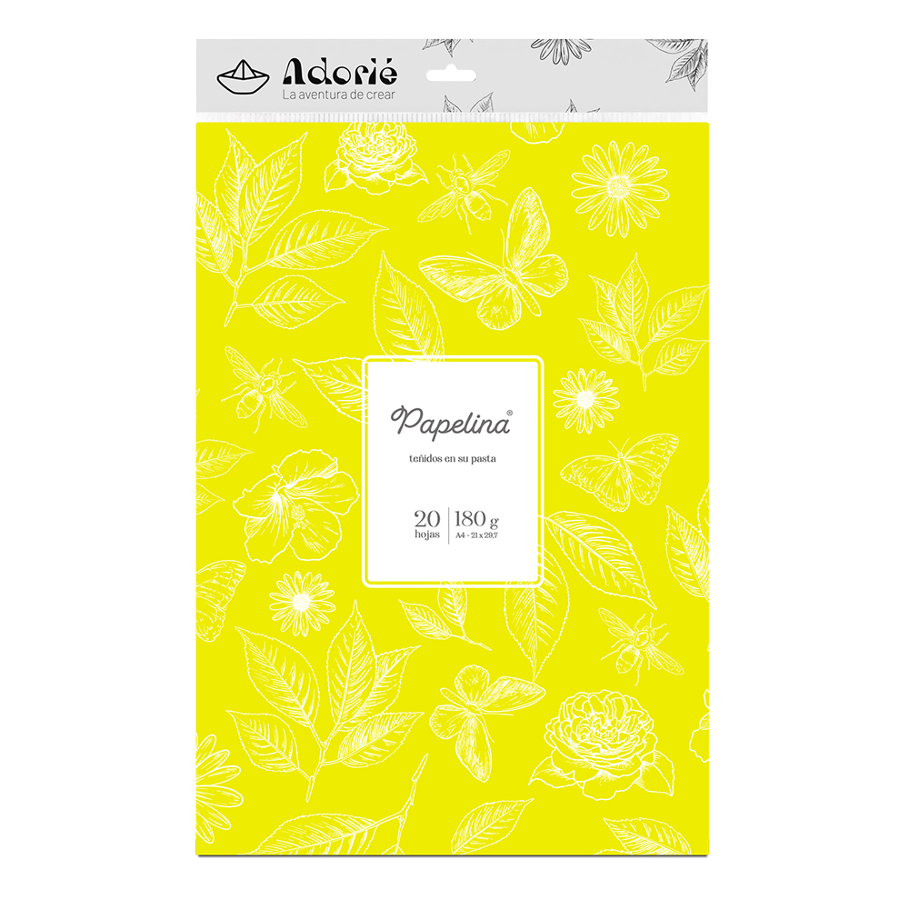 Adorie A4 180 Grs Papelina Amarillo Fluor X 20 Hojas