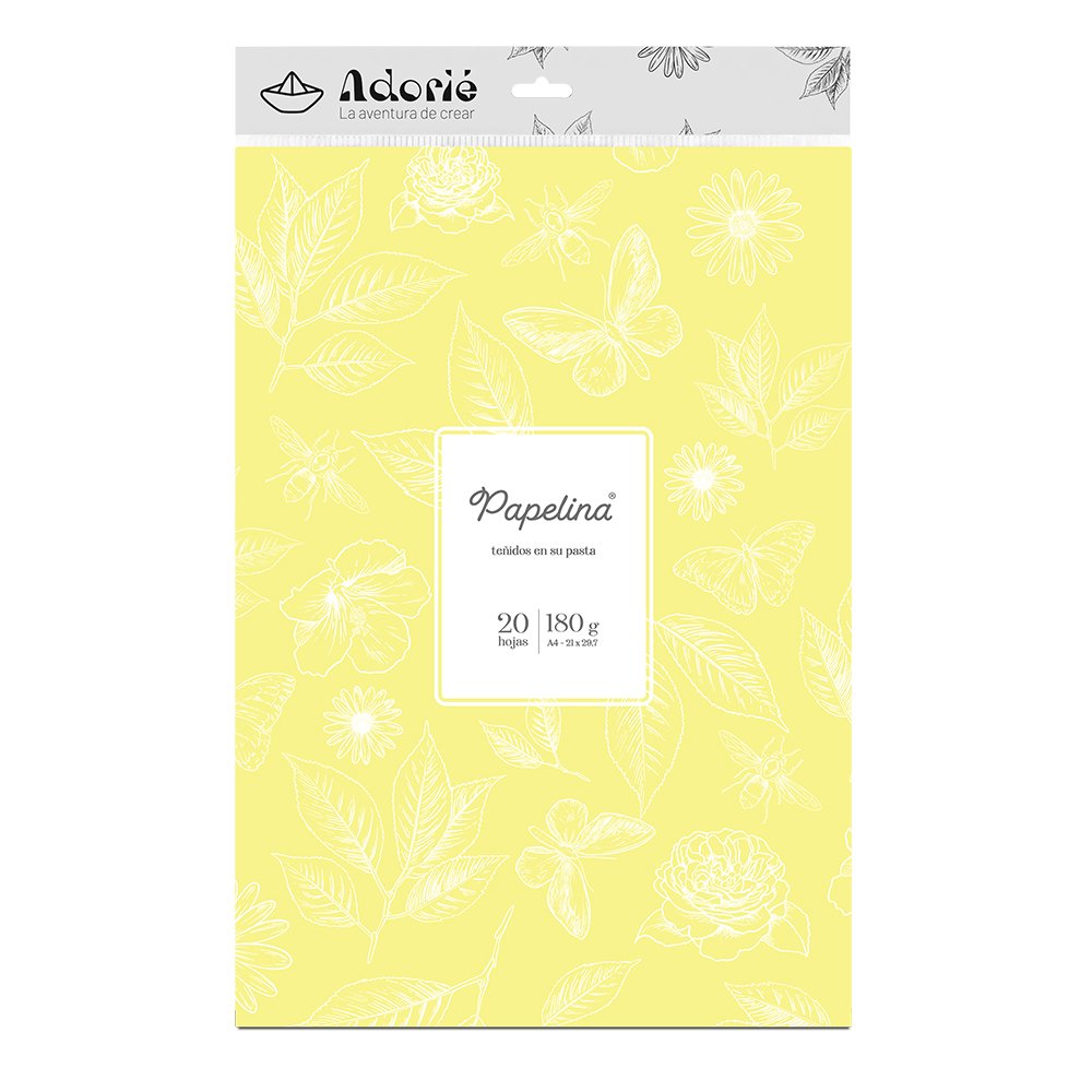 Adorie A4 180 Grs Papelina Amarillo Pastel X 20 Hojas
