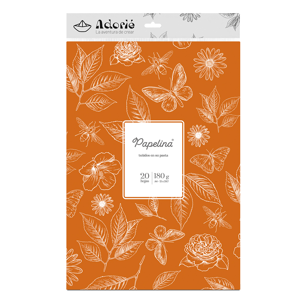 Adorie A4 180 Grs Papelina Naranja Caramelo X 20 Hojas