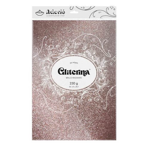 Adorie A4 230 Grs Gliterina Rosa Oro X 20 Hojas