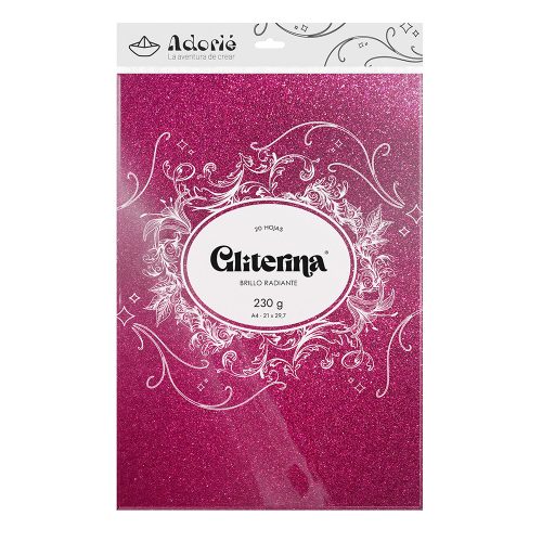 Adorie A4 230 Grs Gliterina Fucsia X 20 Hojas