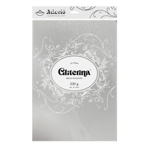 Adorie A4 230 Grs Gliterina Blanco X 20 Hojas