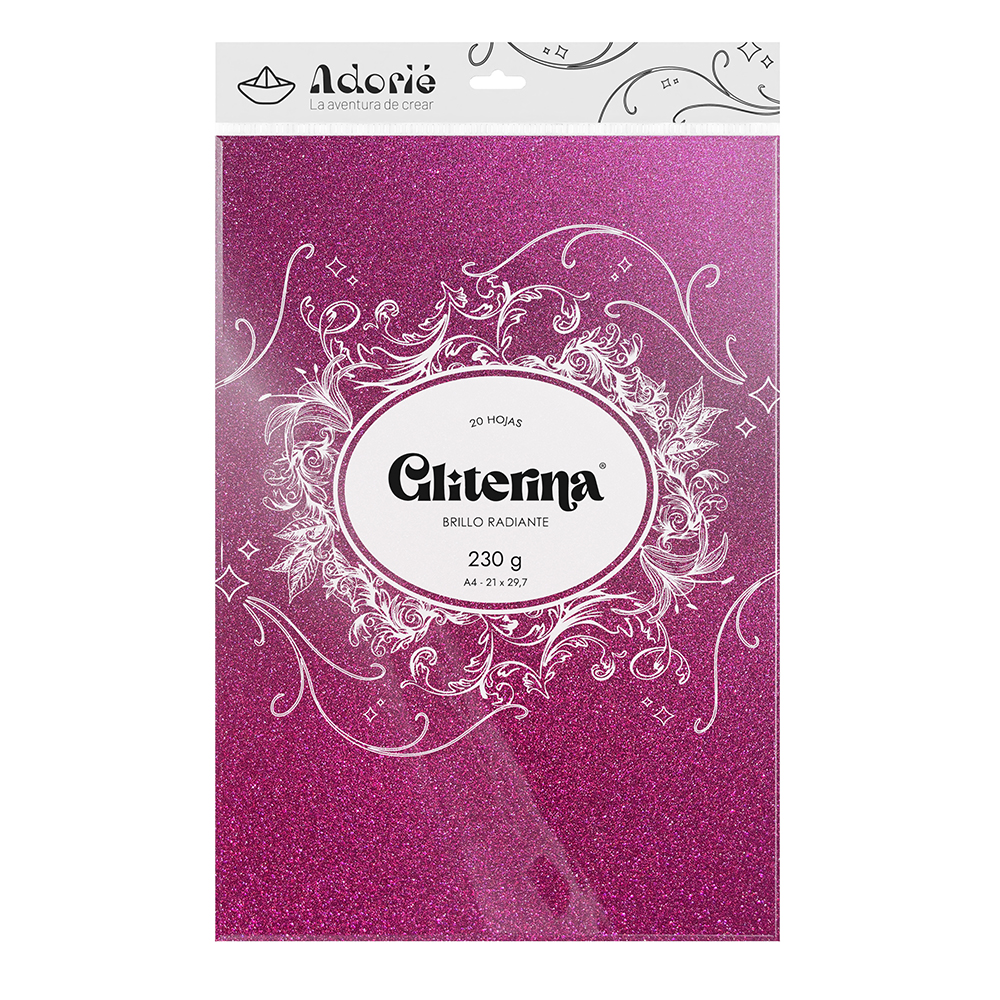 Adorie A4 230 Grs Gliterina Uva X 20 Hojas