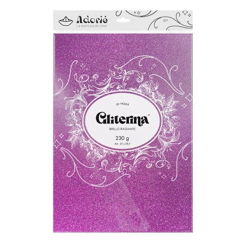 Adorie A4 230 Grs Gliterina Lavanda X 20 Hojas