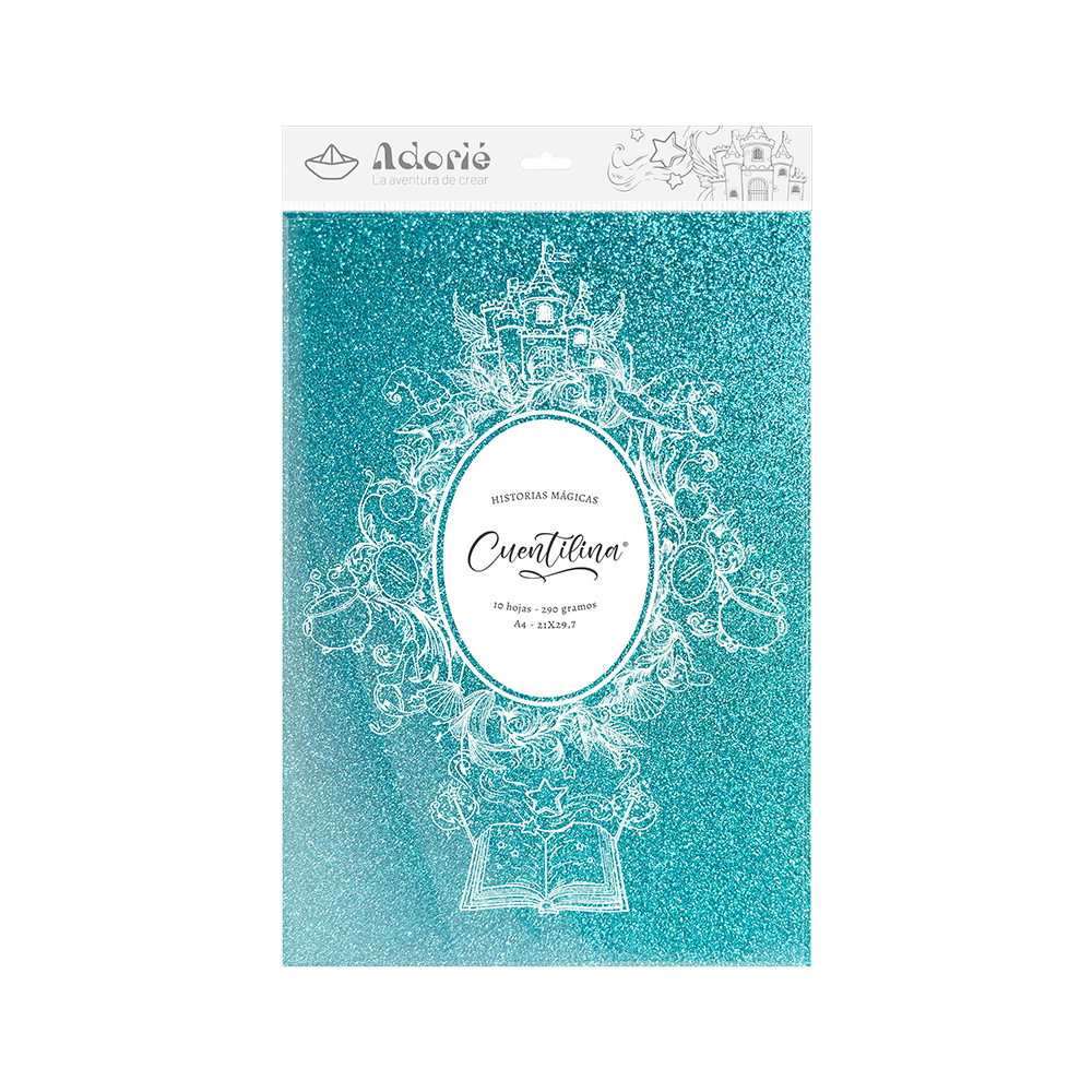 Adorie A4 230 Grs Cuentilina Celeste Luna De Unicornio X10 Hojas