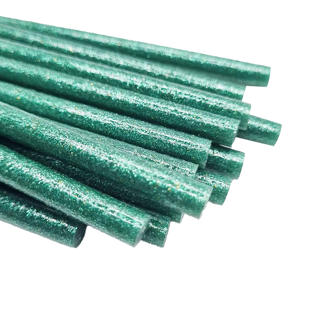 Barra Silicona 7,2mm X 20cm. Gliter Verde X10