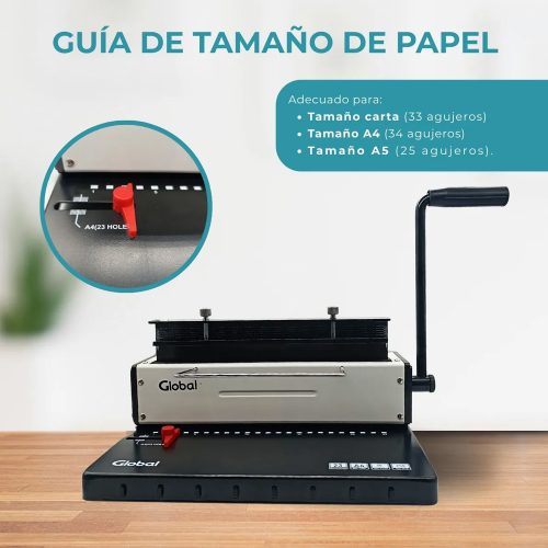 Anilladora Global Doble Wire 2:1 A4 Agujeros Cuadrados - Imagen 3