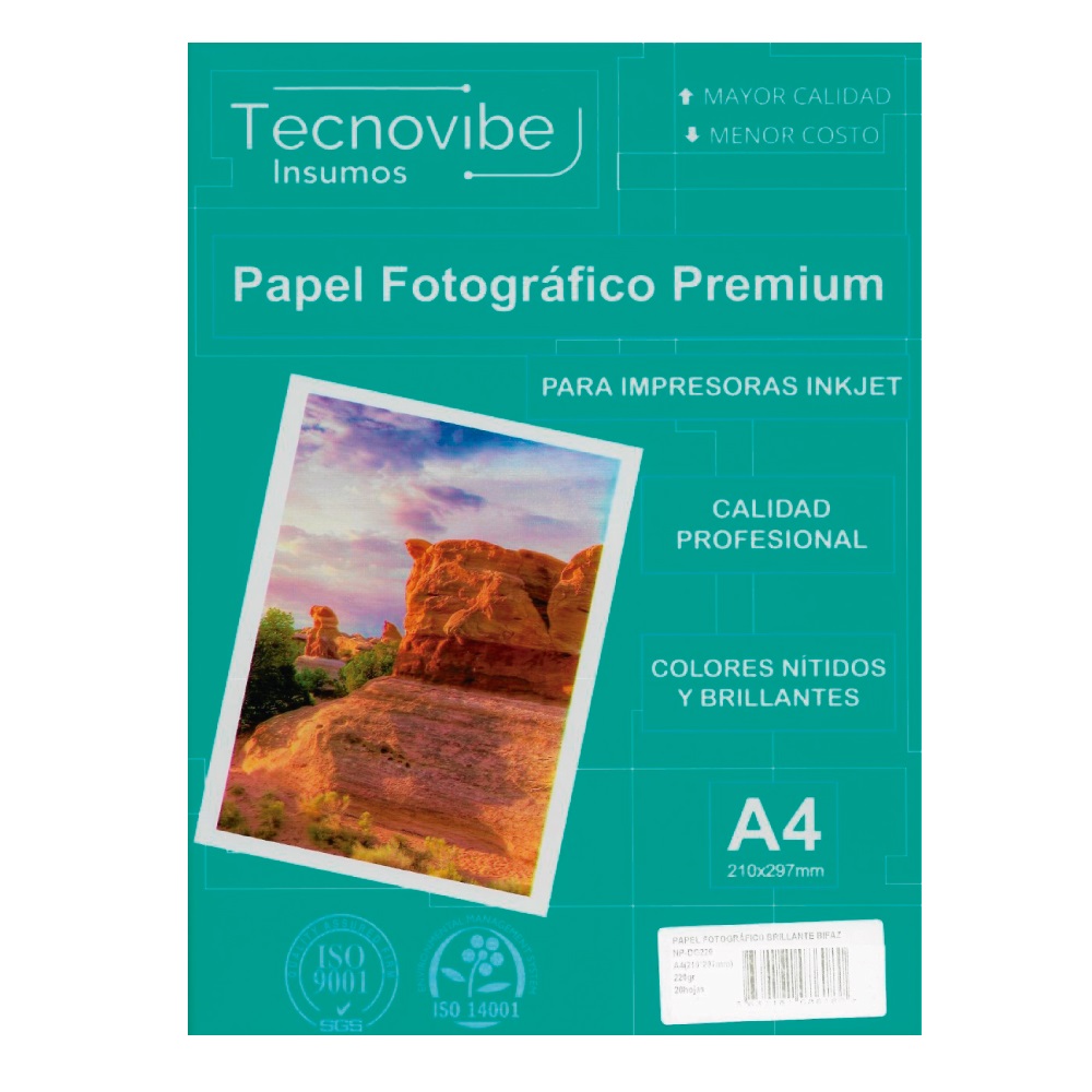 Tecnovibe A4 220 Grs Bifaz Glossy X 20 Hojas