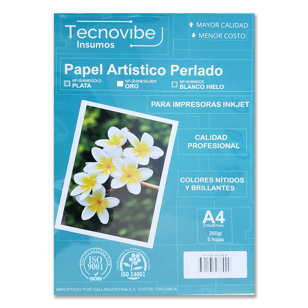 Tecnovibe A4 260 Grs Perlado Oro X Hoja