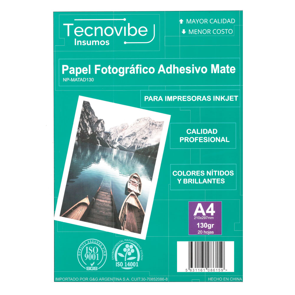 Tecnovibe A4 130 Grs Adhesivo Matte X 20 Hojas