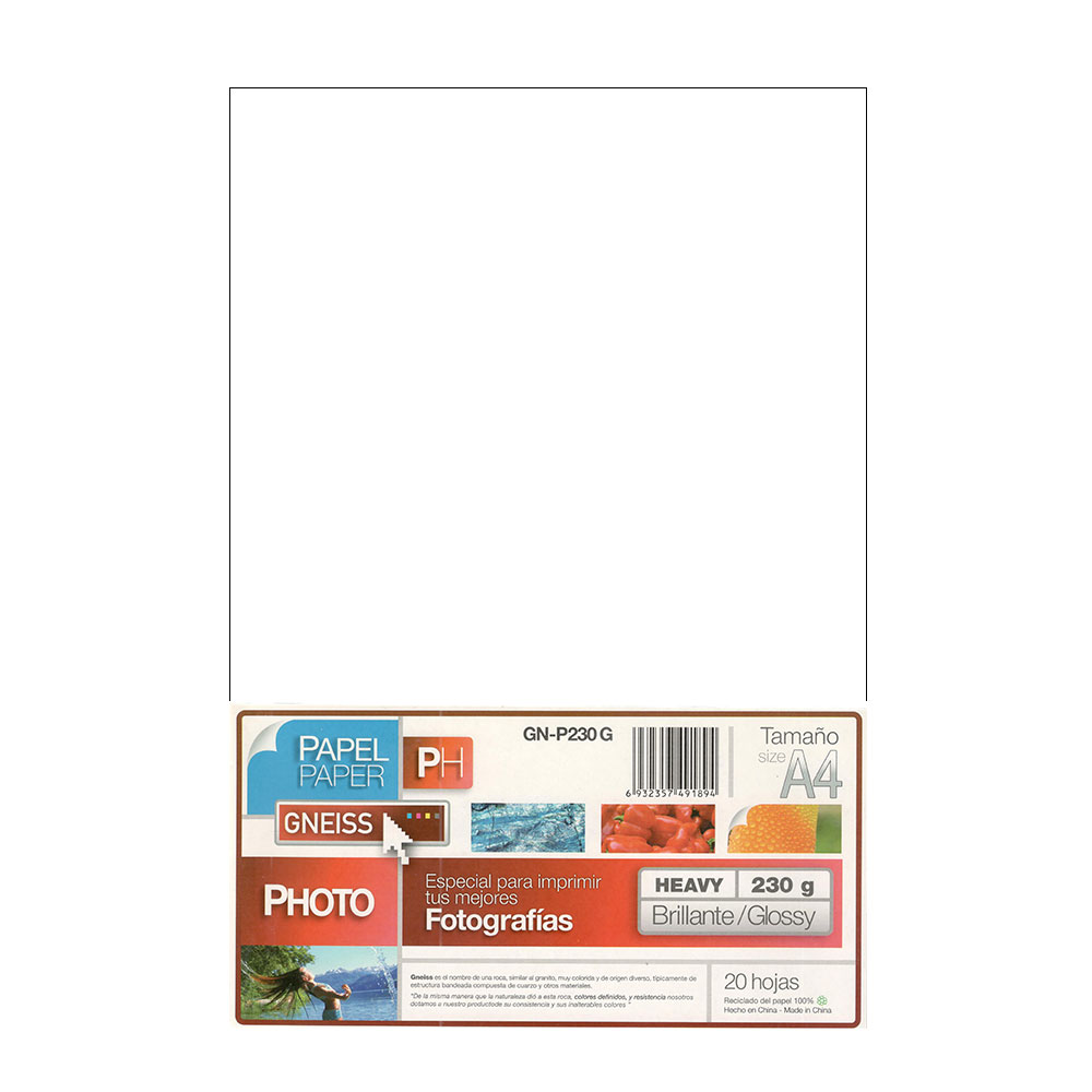 Gneiss A4 230 Grs Fotografico Glossy X 20 Hojas