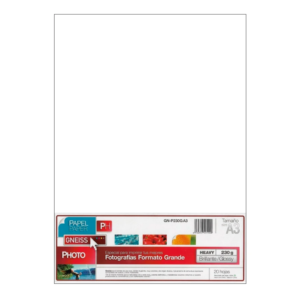 Gneiss A3 230 Grs Fotografico Glossy X 20 Hojas