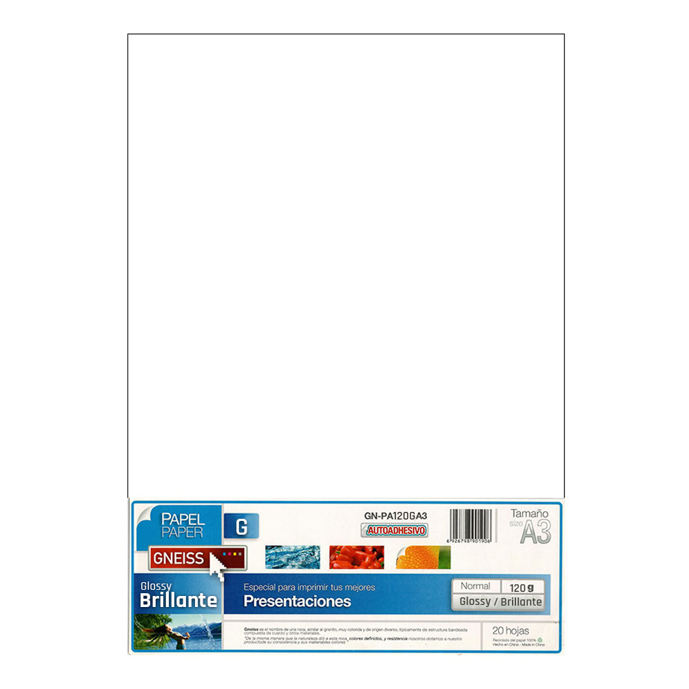 Gneiss A3 120 Grs Fotografico Adhesivo Glossy X 20 Hojas