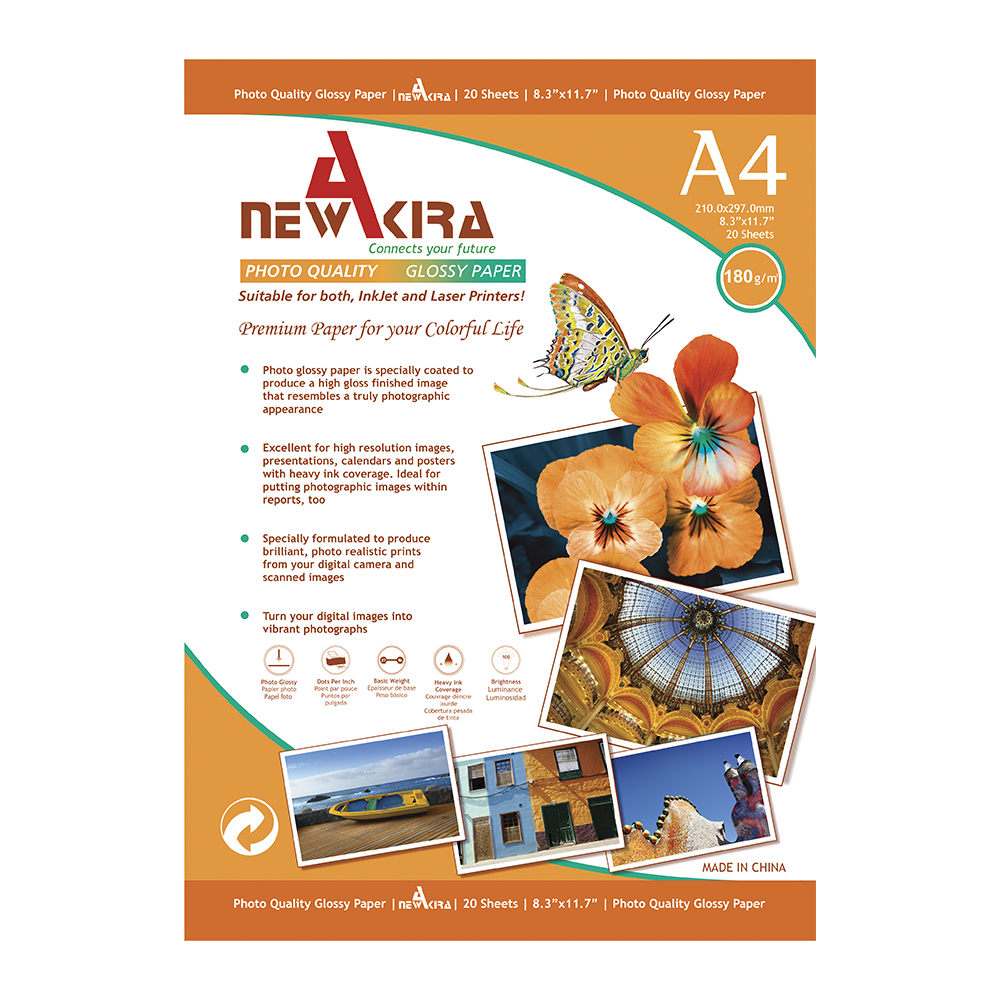 New Akira A4 180 Grs Fotografico Glossy X 20 Hojas