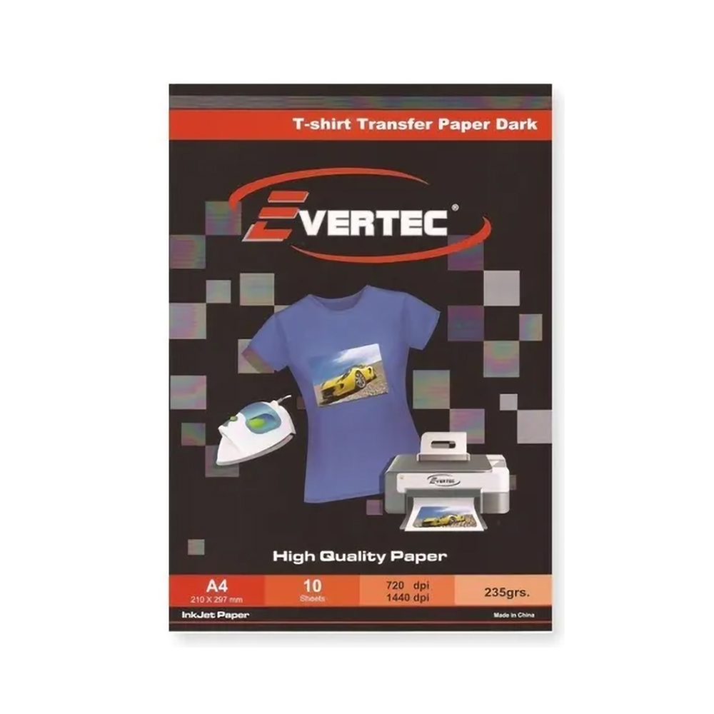 Evertec A4 235 Grs Transfer Ropa Oscura X Hoja