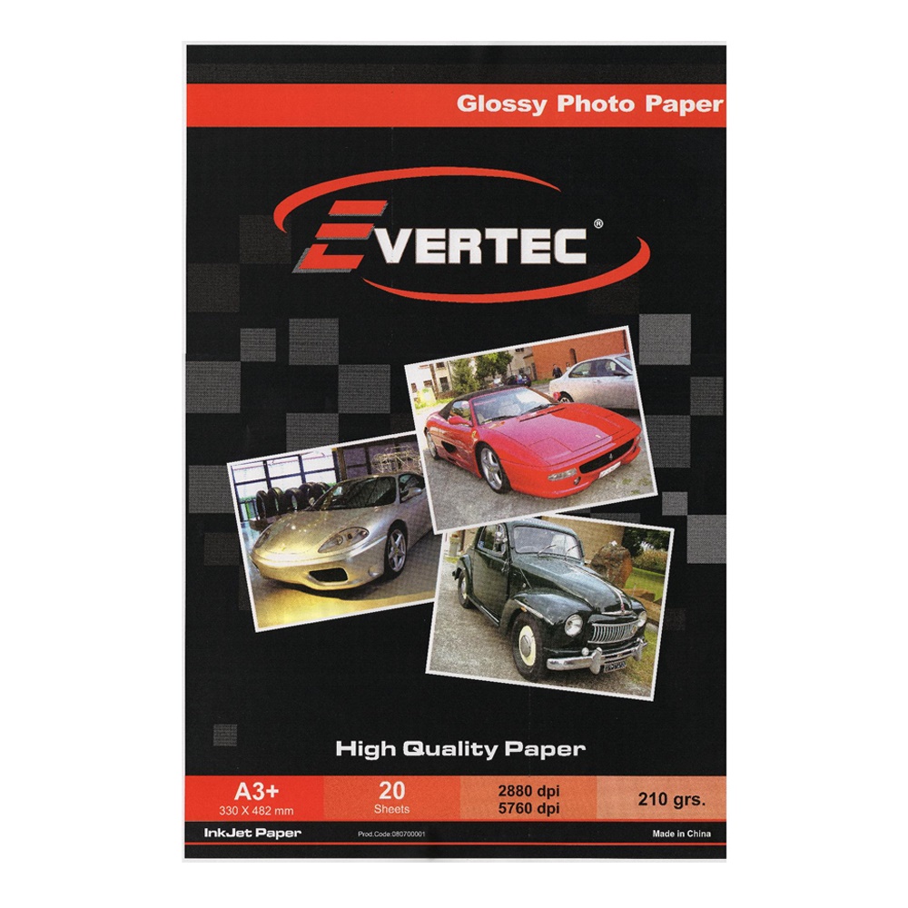 Evertec A3+ 210grs Glossy X 20 Hojas