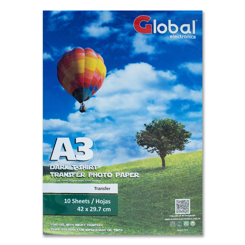 Global A3 160 Grs Transfer Ropa Oscura X Hoja