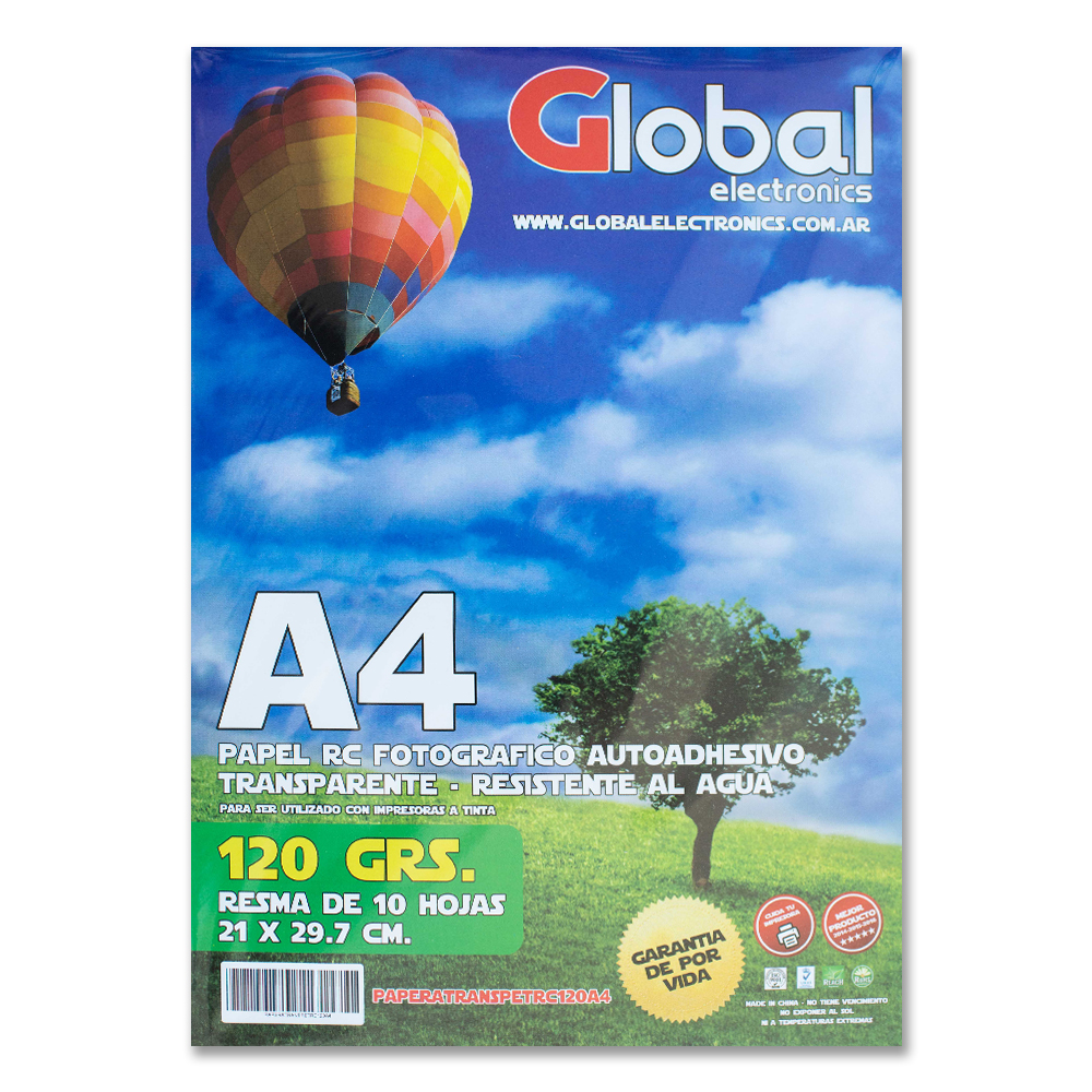 Global A4 120 Grs Film Adhesivo Transparente X 10 Hojas