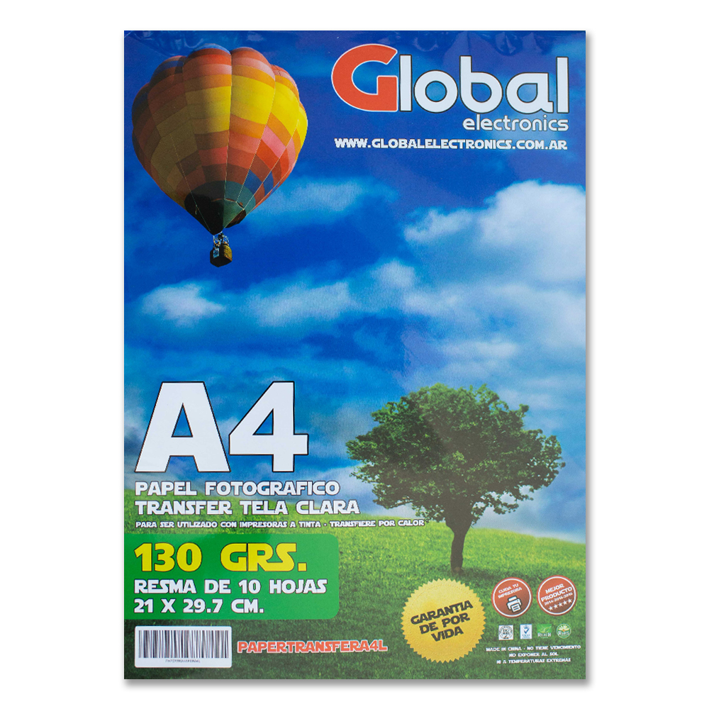 Global A4 130 Grs Transfer Ropa Clara X Hoja