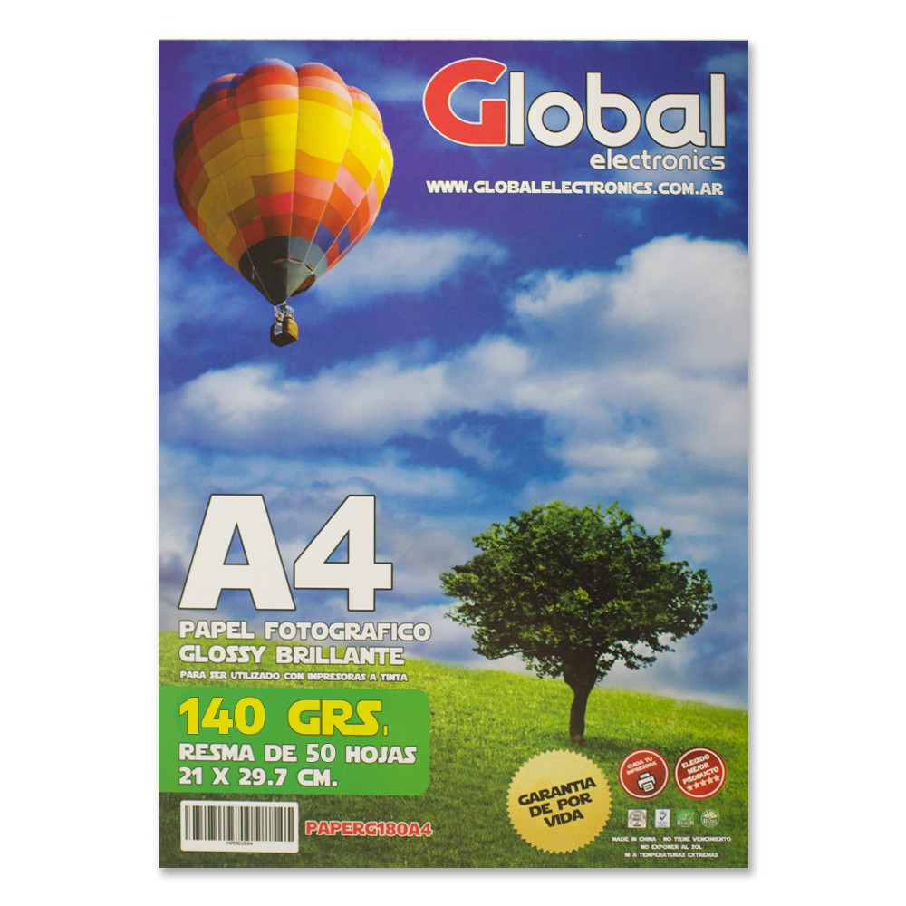 Global A4 140 Grs Fotografico Glossy X 50 Hojas