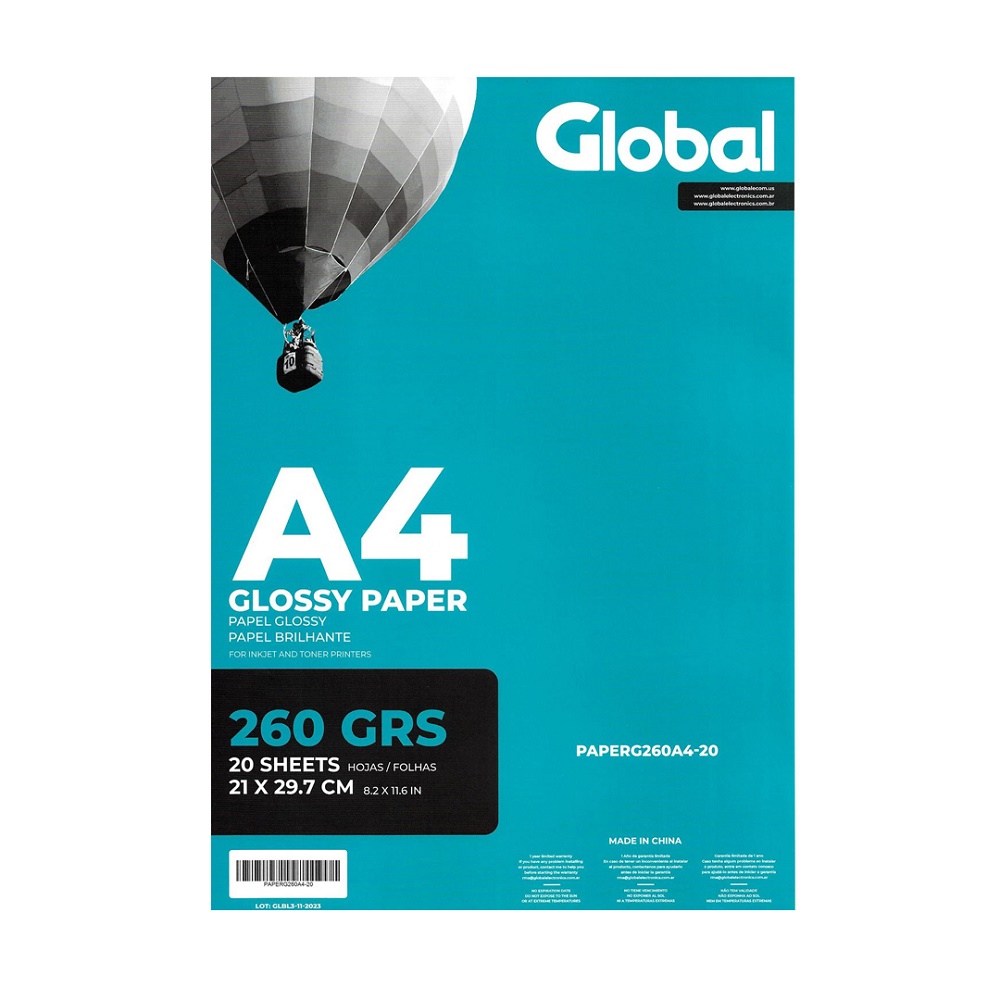 Global A4 260 Grs Fotografico Glossy X 20 Hojas
