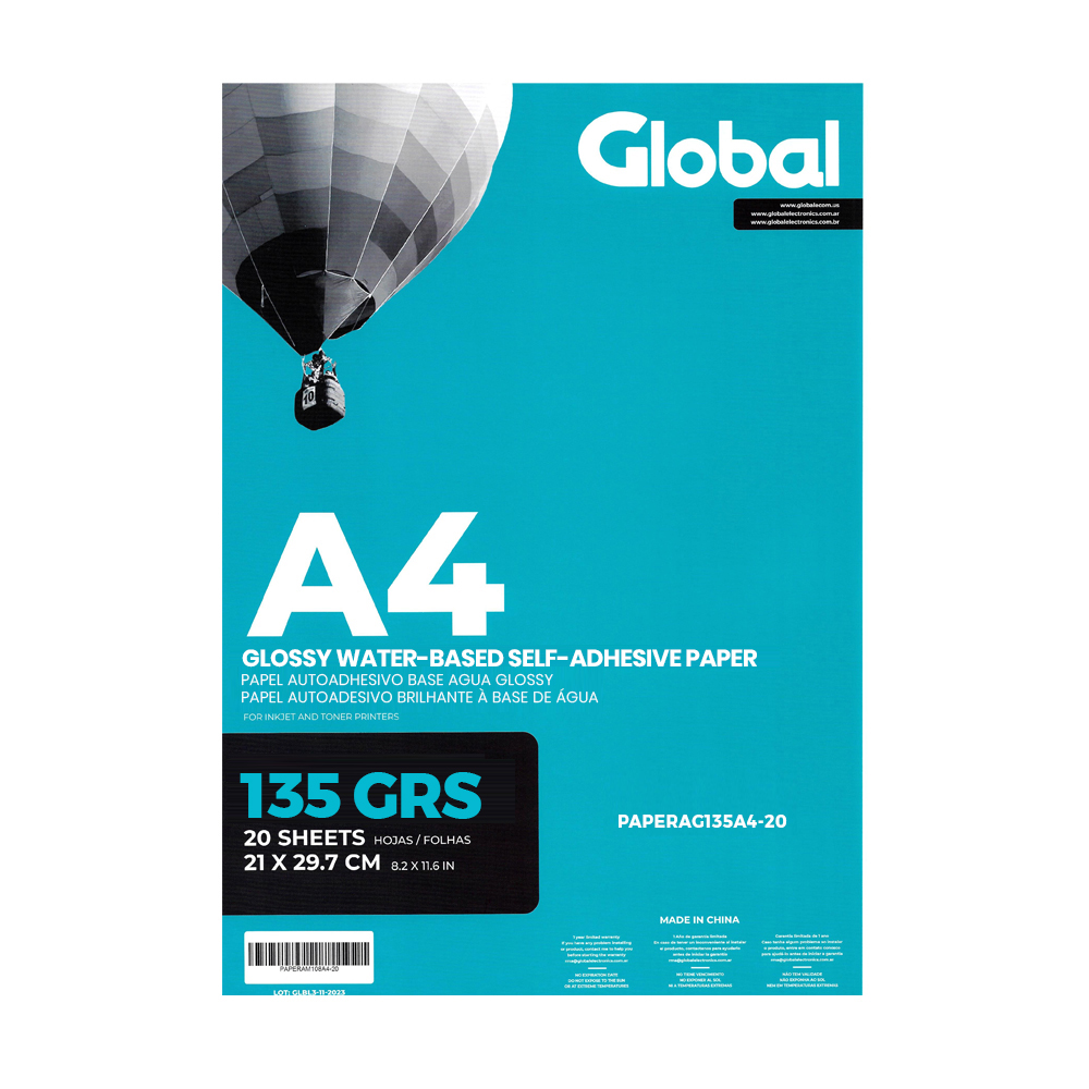 Global A4 135 Grs Fotografico Adhesivo Glossy X 20 Hojas