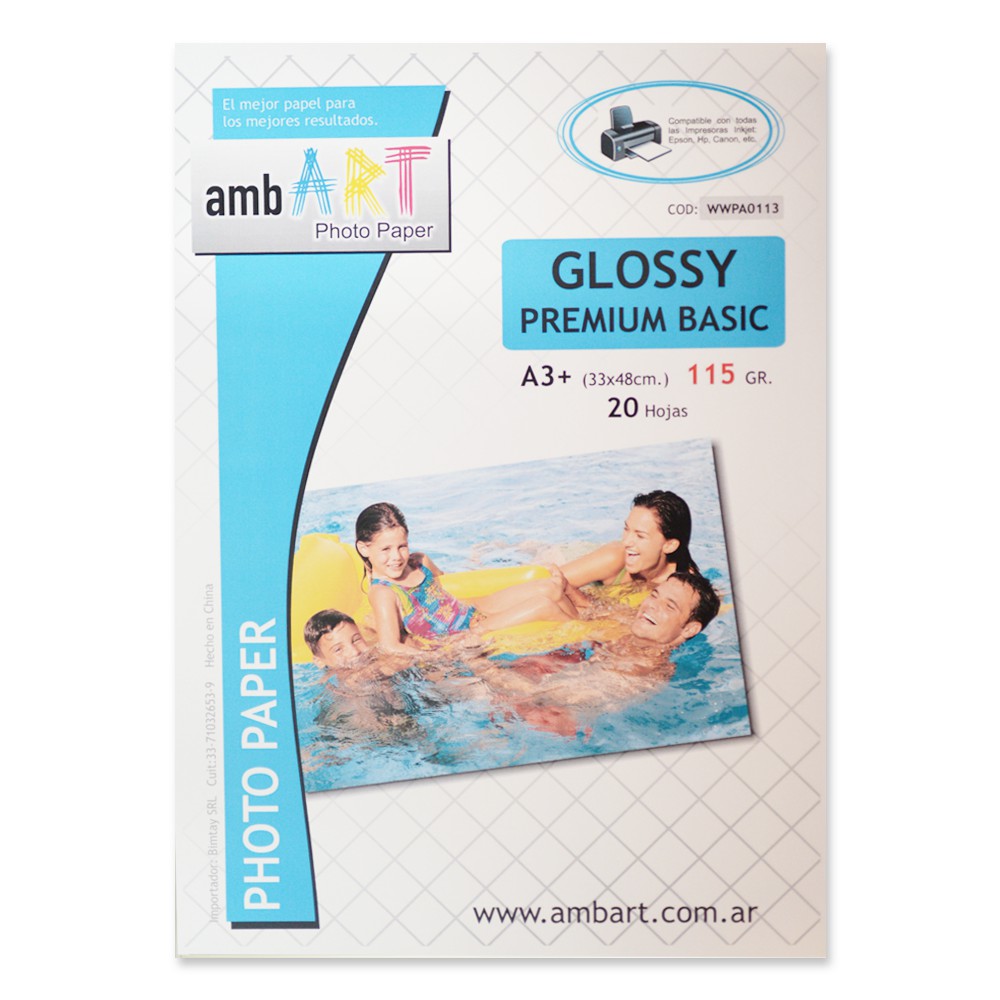 Ambart A3+ 115 Grs Fotografico Glossy X 20 Hojas
