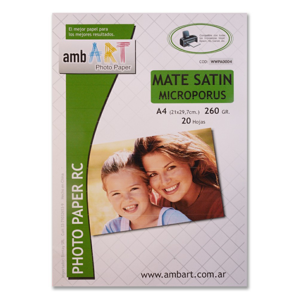 Ambart A4 260 Grs Microporoso Satin X 20 Hojas
