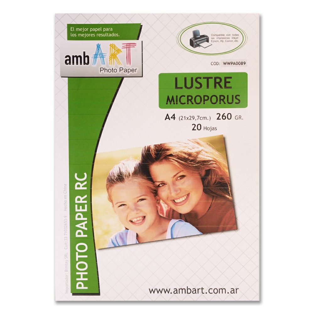 Ambart A4 260 Grs Microporoso Lustre X 20 Hojas