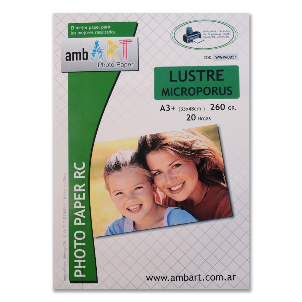Ambart A3+ 260 Grs Microporoso Lustre X 20 Hojas