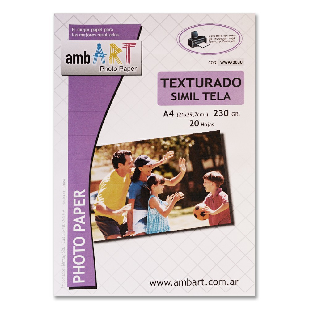Ambart A4 230 Grs Glossy Texturado Tela X 20 Hojas