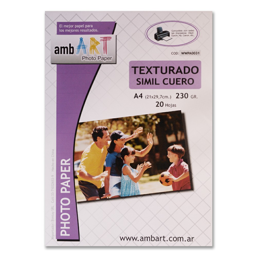 Ambart A4 230 Grs Glossy Texturado Cuero X 20 Hojas