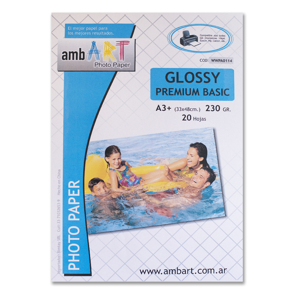 Ambart A3+ 230 Grs Fotografico Glossy X 20 Hojas