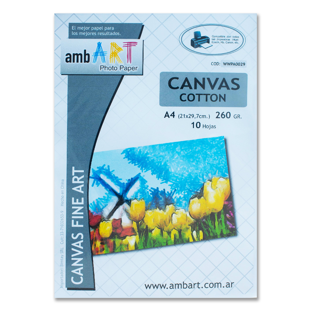Ambart A4 260 Grs Algodon Canvas Inkjet X Hoja