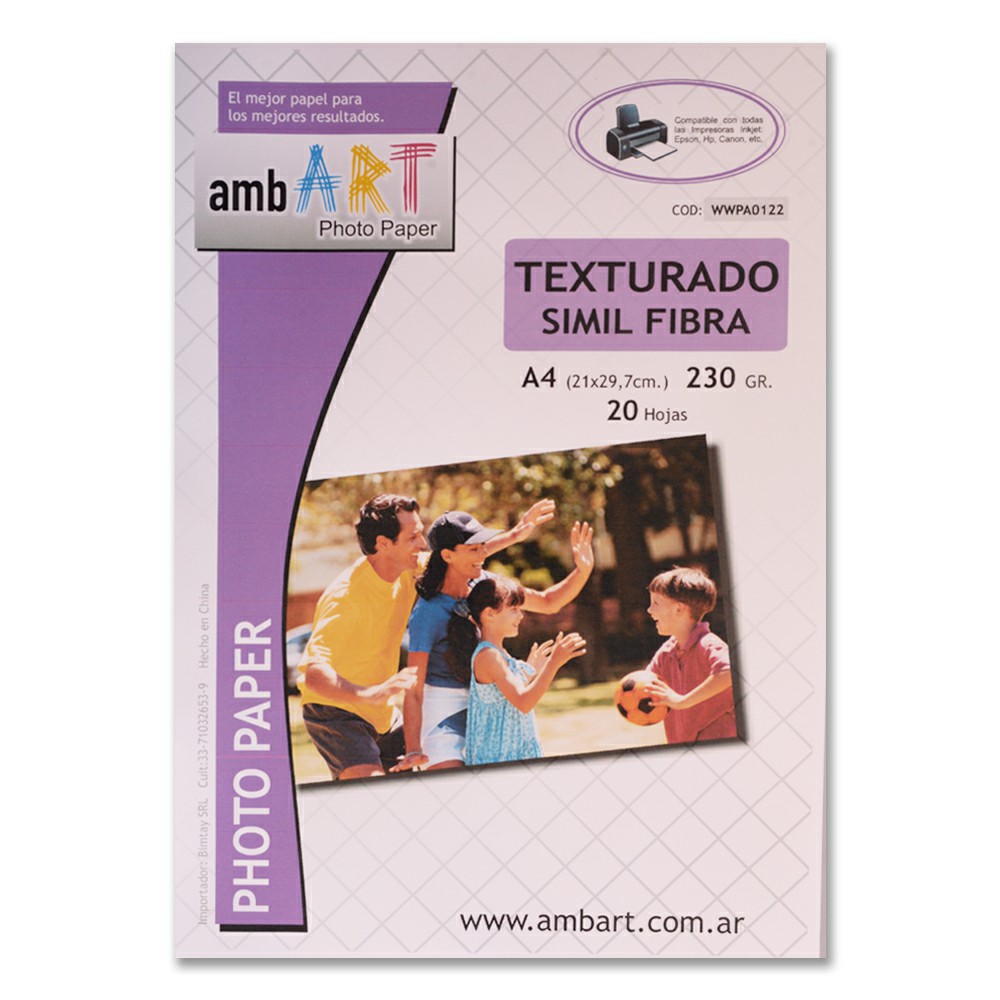 Ambart A4 230 Grs Glossy Texturado Fibra X 20 Hojas