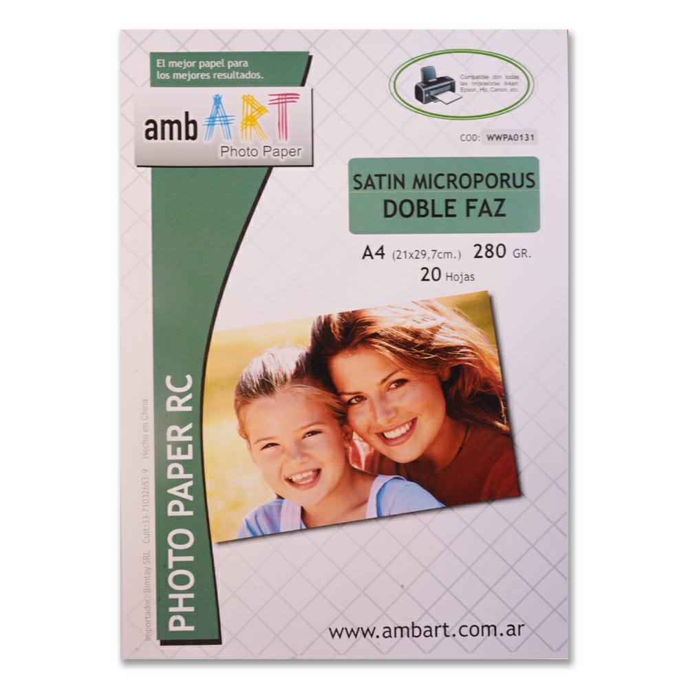 Ambart A4 280 Grs Microporoso Bifaz Satin X 20 Hojas