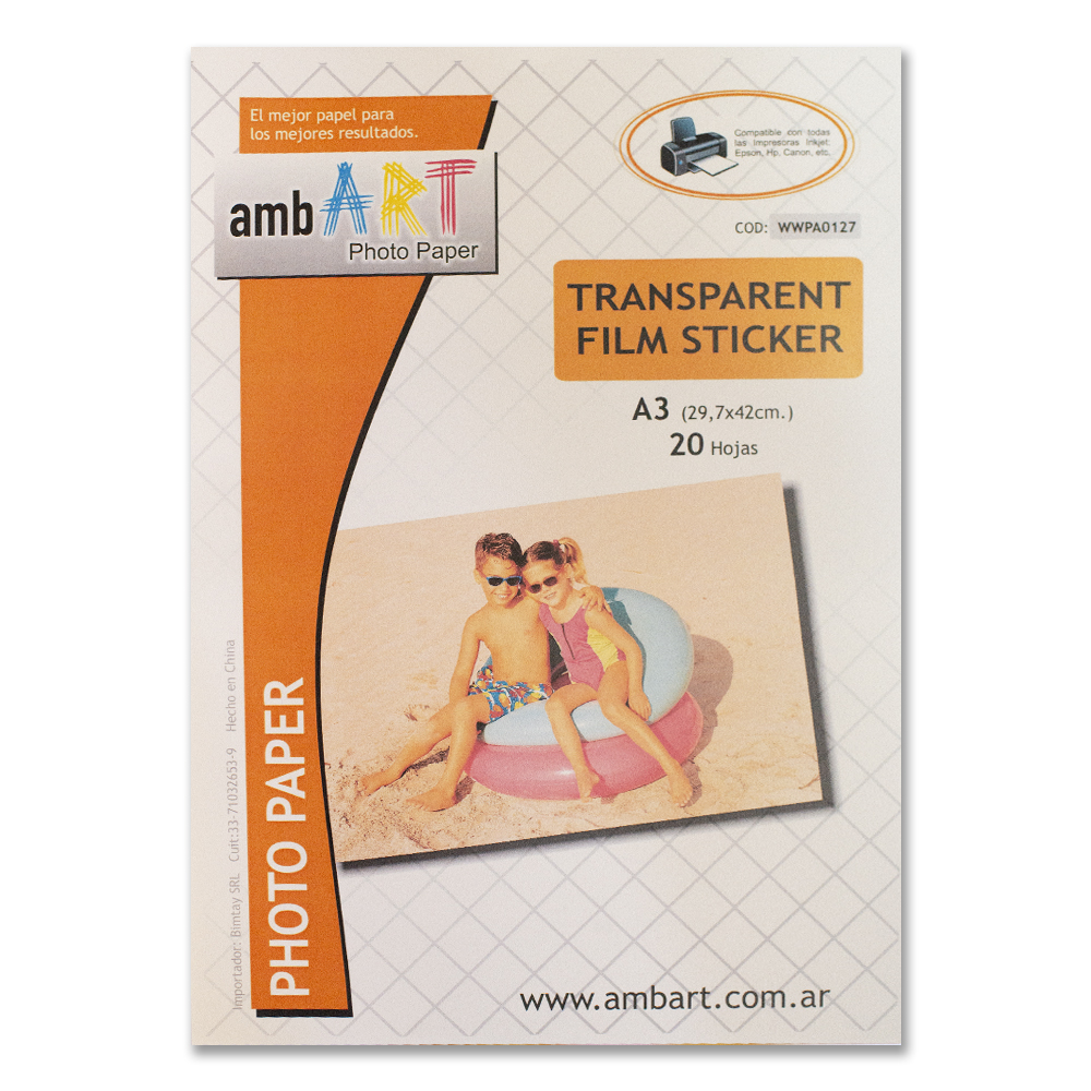 Ambart A3 Adhesivo Film Transparente Cristal X 20 Hojas