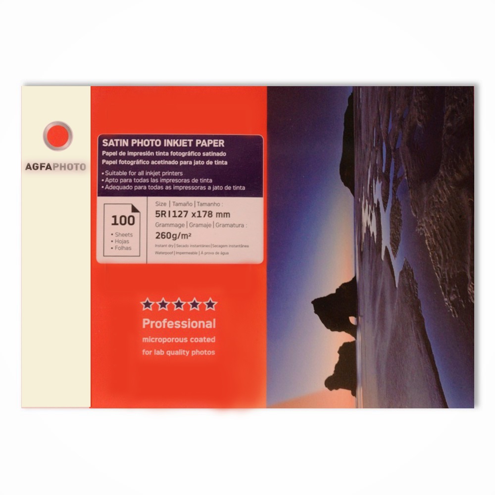 Agfa 13x18 260 Grs Microporoso Satin X100 Hojas