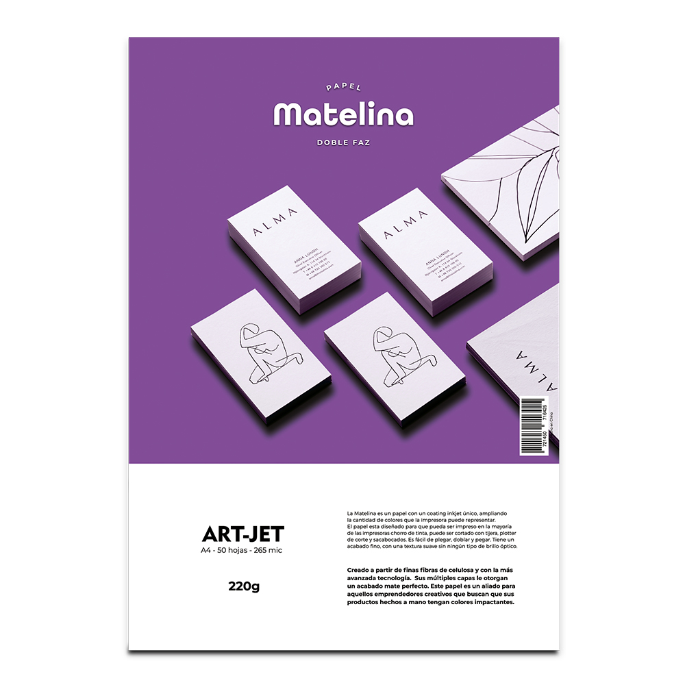 Art-jet A4 220 Grs Matelina Bifaz X 50 Hojas