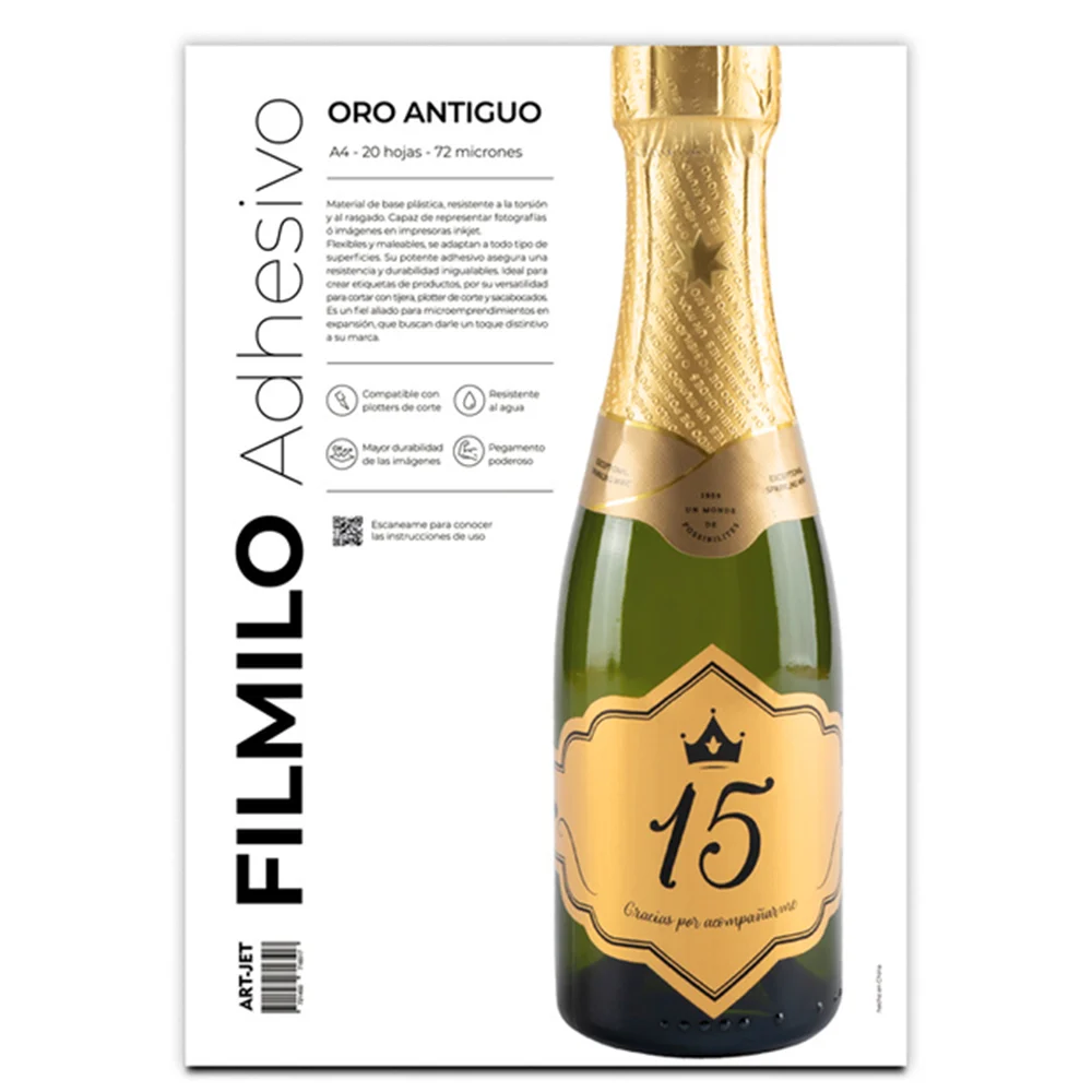 Art-jet A4 72 Mic Filmilo Adhesivo Oro Antiguo X 20 Hojas