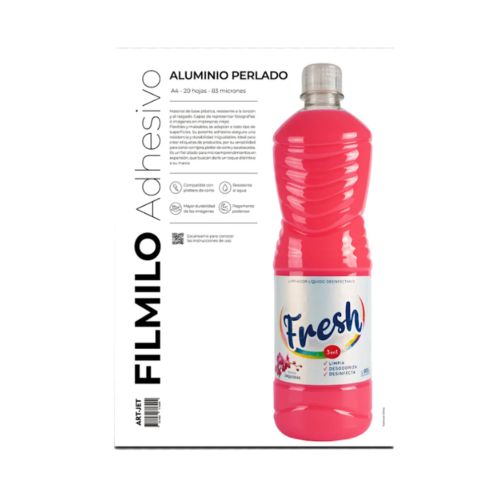 Art-jet A4 72 Mic Filmilo Adhesivo Aluminio Perlado X 20 Hojas