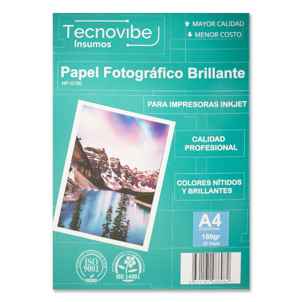 Tecnovibe A4 180 Grs Fotografico Glossy X 20 Hojas
