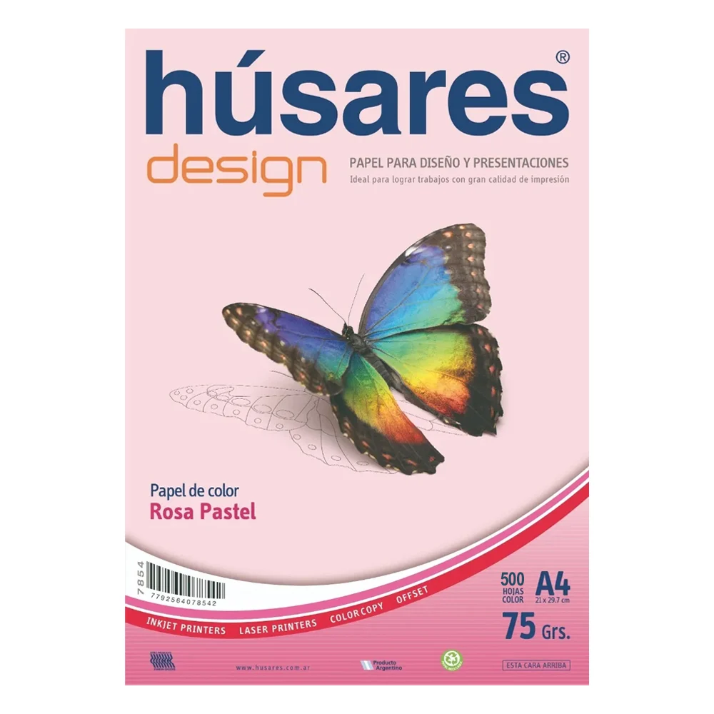 Husares Design Mate A4 75 Grs Rosa Pastel X 500 Hojas
