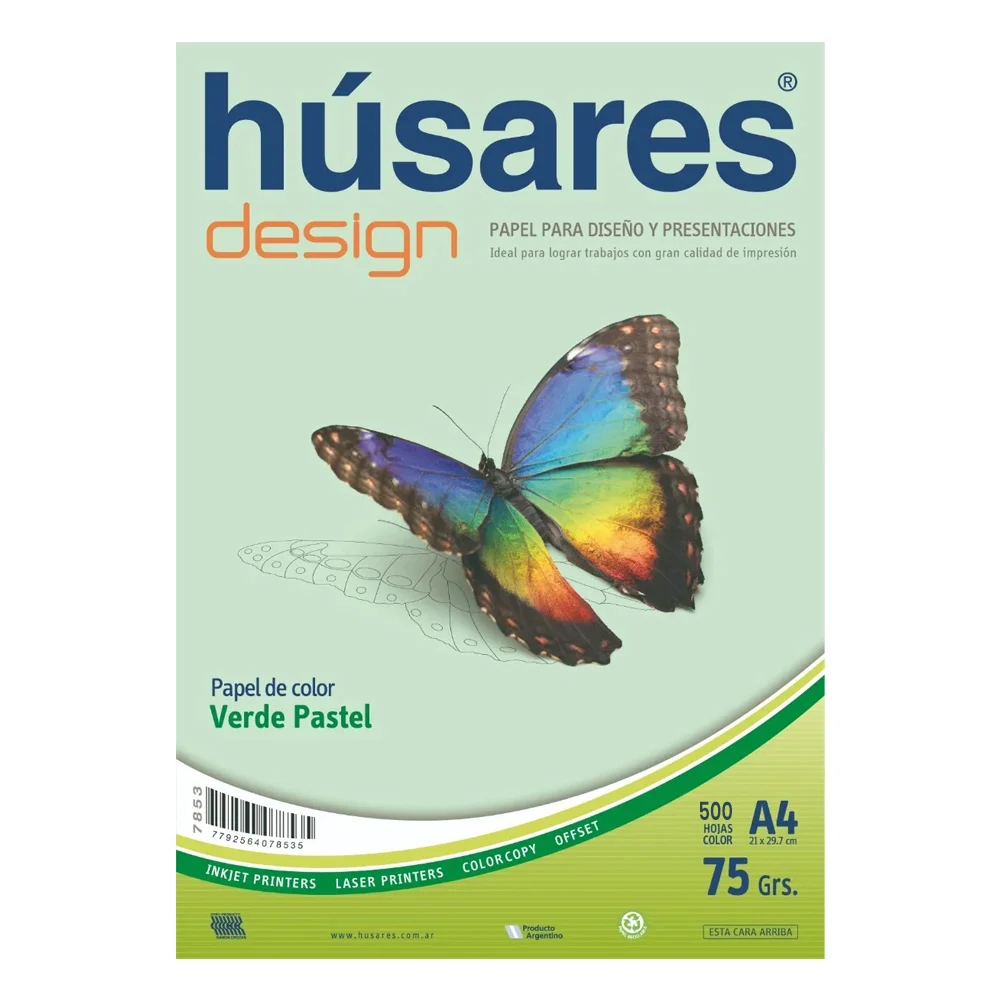 Husares Design Mate A4 75 Grs Verde Pastel X 500 Hojas