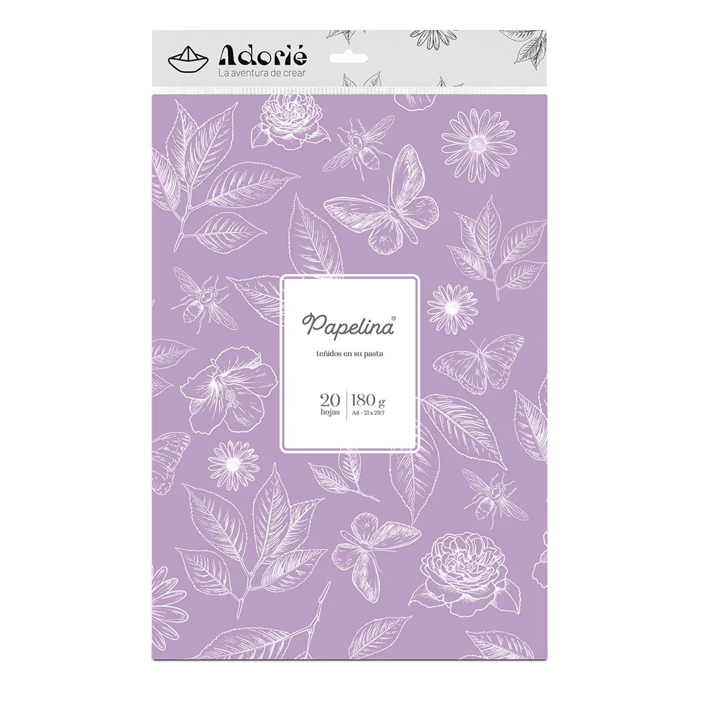 05.34.013_1000-1-1 Adorie A4 180 Grs Papelina Lila Pastel X 20 Hojas - Imagen 1
