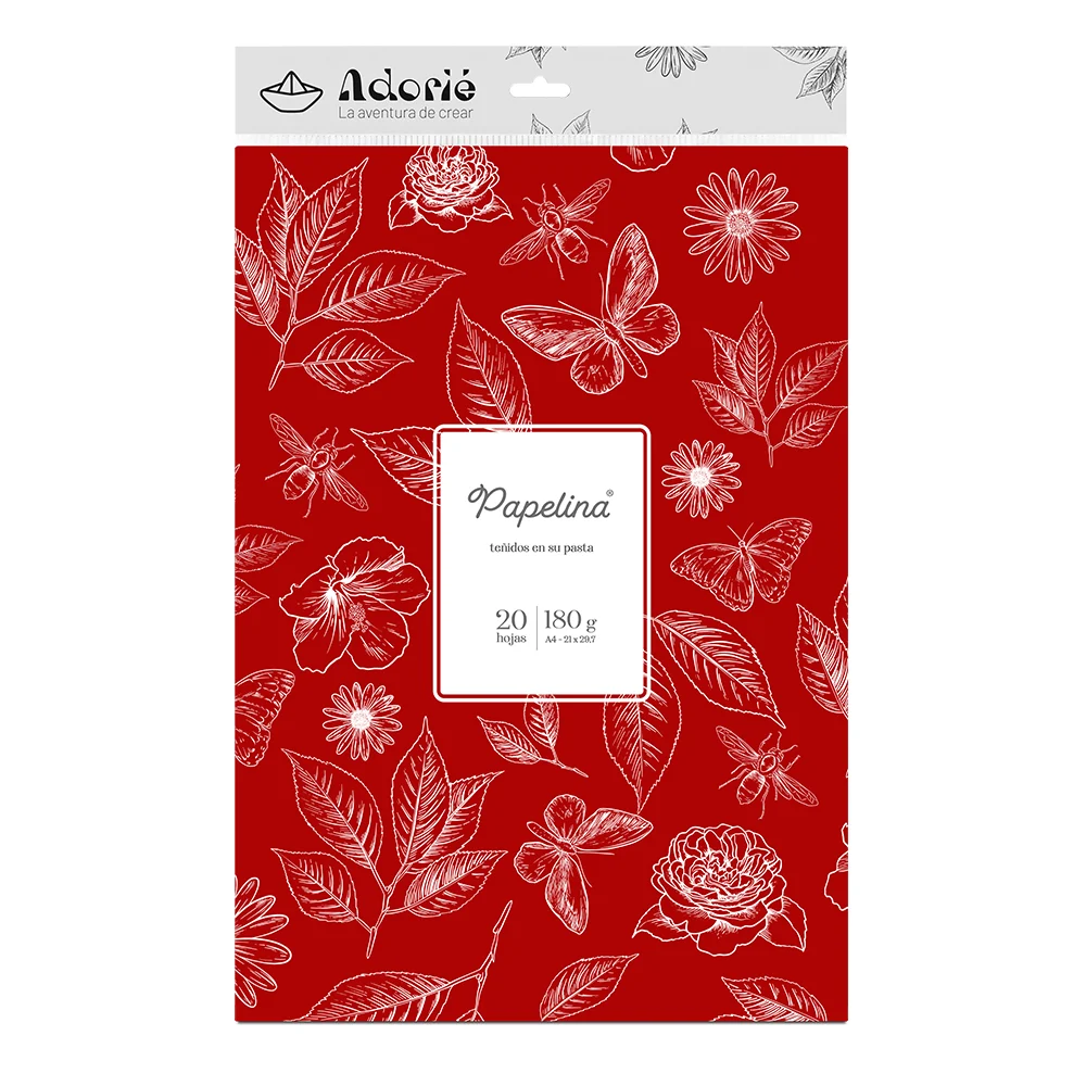 Adorie A4 180 Grs Papelina Rojo Cereza X 20 Hojas