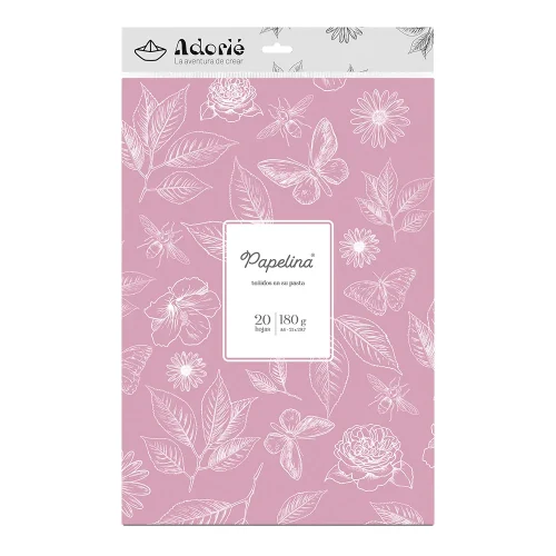 Adorie A4 180 Grs Papelina Rosa Rubor X 20 Hojas