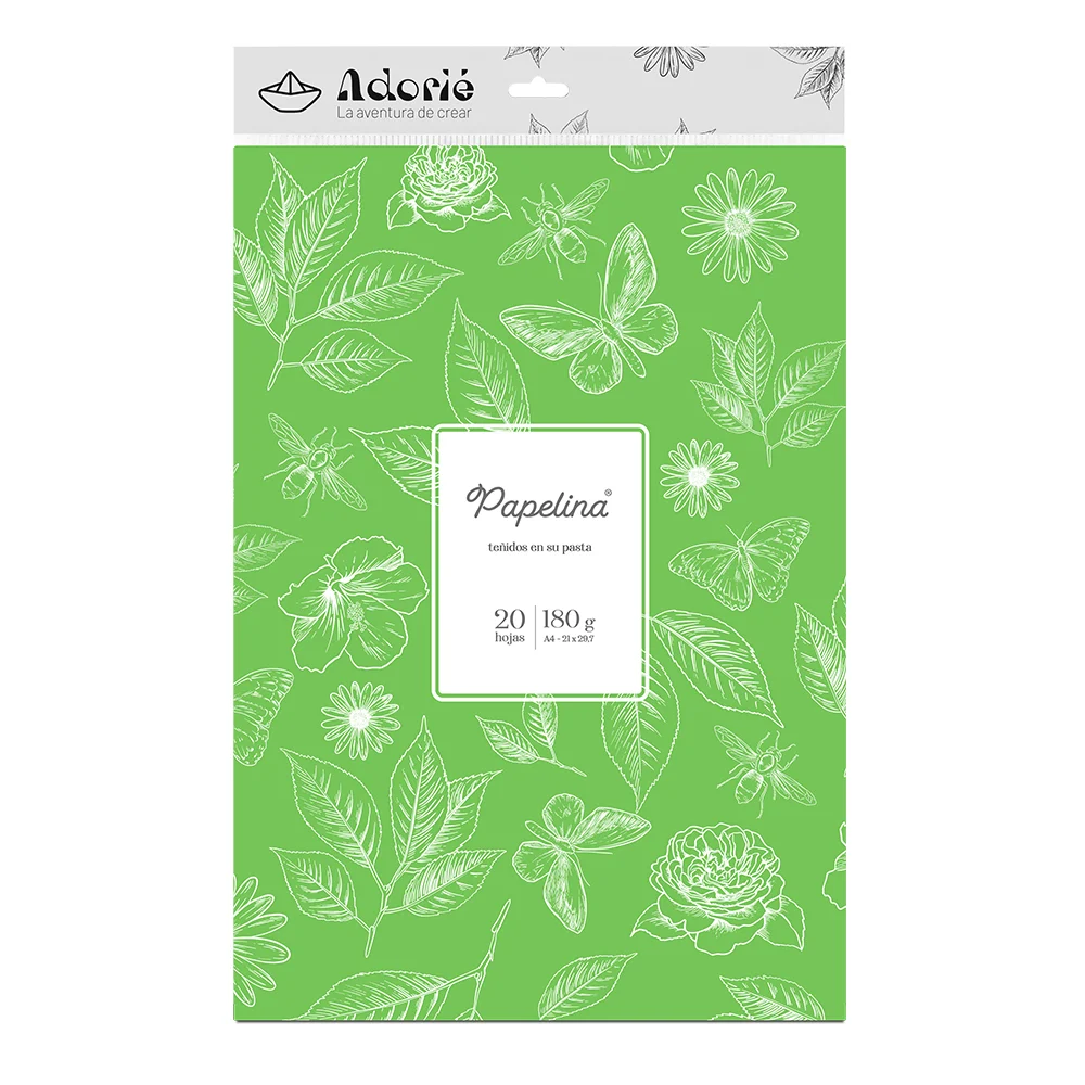Adorie A4 180 Grs Papelina Verde Primavera X 20 Hojas