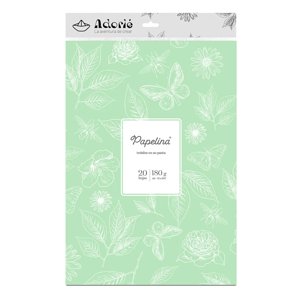 05.34.023_1000-1-1 Adorie A4 180 Grs Papelina Verde Pastel X 20 Hojas - Imagen 1